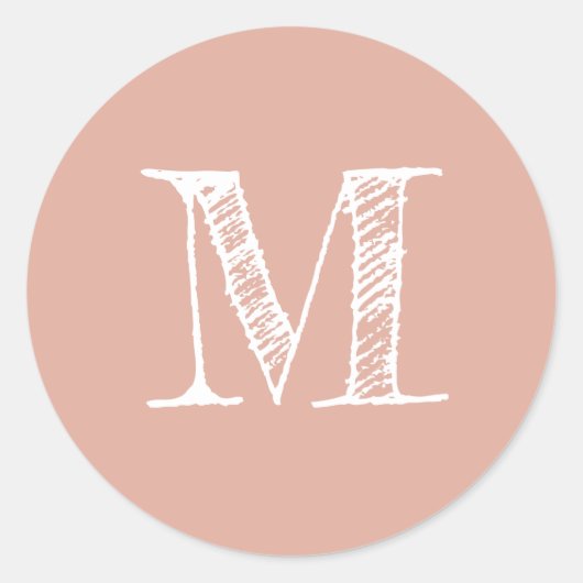 Staubiges Rosa Monogramm-Initial Runder Aufkleber (Vorderseite)