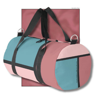 Staubiges Rosa, Schwarz und Ihr Text, dreifarbig Duffle Bag