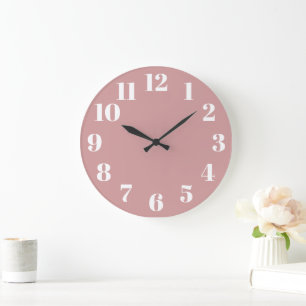 Staubiges Rosa Trend Zahlen Große Wanduhr