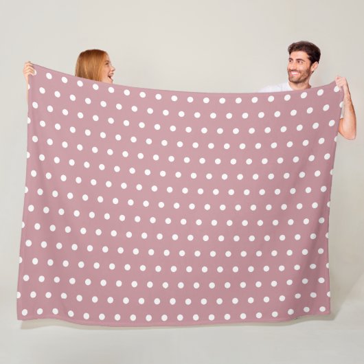 Staubiges Rosa und Weiß Retro-Punkte-Muster Fleecedecke (Beispiel)