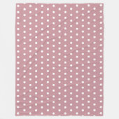 Staubiges Rosa und Weiß Retro-Punkte-Muster Fleecedecke (Vorderseite)