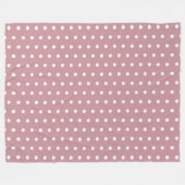 Staubiges Rosa und Weiß Retro-Punkte-Muster Fleecedecke (Vorderseite (Horizontal))