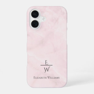 Staubiges Rosa und weißer Marmor Glitter personali iPhone 16 Hülle