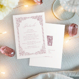 Staubiges Rosa Vintage-Rahmen Elegante Hochzeitsde Begleitkarte