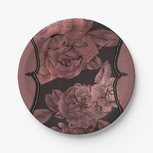 Staubiges Rosa Vintage Roségold Eleganter Glam Mau Pappteller