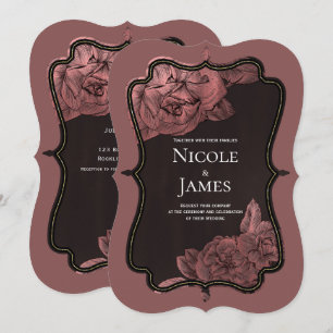Staubiges Rosa Vintage Roségold Elegantes Glam Hoc Einladung