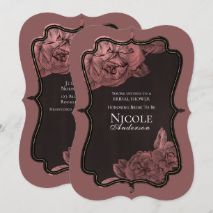 Staubiges Rosa Vintage Roségold Glamour Brautparty Einladung