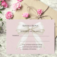 Staubiges Rosé-Elfenbein-Schleifen-Antwort RSVP