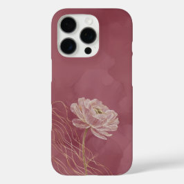 Staubiges Roségold Florale Linienkunst Elegant iPhone 16 Pro Hülle