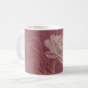Staubiges Roségold Florale Linienkunst Elegant Kaffeetasse