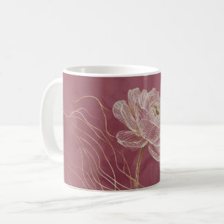 Staubiges Roségold Florale Linienkunst Elegant Kaffeetasse