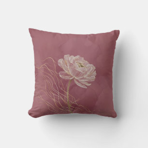 Staubiges Roségold Florale Linienkunst Elegant Kissen