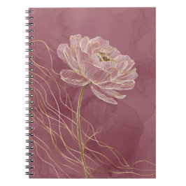 Staubiges Roségold Florale Linienkunst Elegant Notizblock
