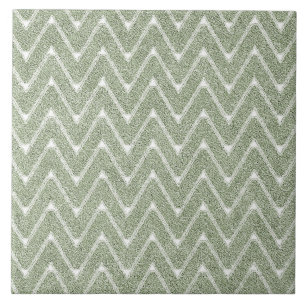 Staubiges Salbeigrünes Chevron-Muster Fliese
