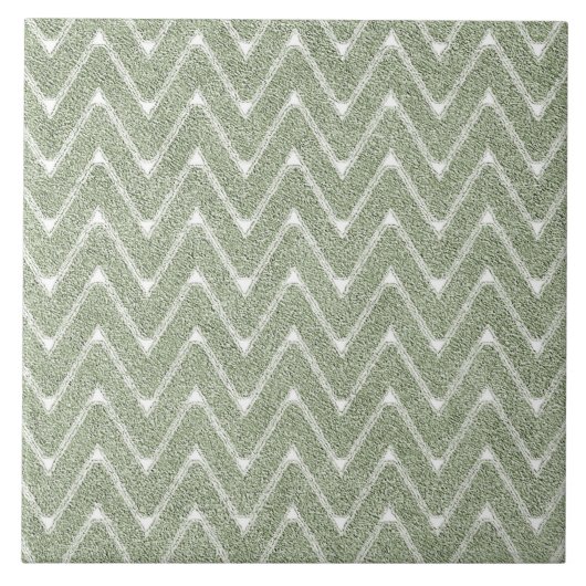 Staubiges Salbeigrünes Chevron-Muster Fliese (Vorderseite)