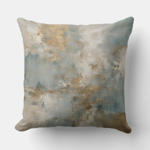 Staubiges Teal Blau Gold Abstrakt  Kissen