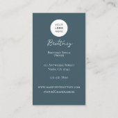 Staubiges Teal Lux Script Logo QR Code Foto Make-u Visitenkarte (Rückseite)