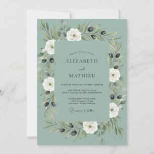 Staubiges Teal Oliven Staubige Eukalyptus Hochzeit Einladung