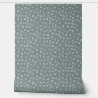 Staubiges Teal-Tüpfel-Blumenmuster Cottagecore Lei Tapete