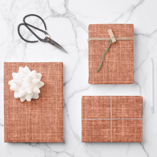 Stauborange Leinen Geschenkpapier Set (Vorderseite)