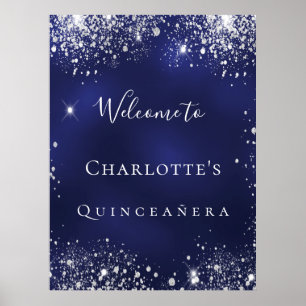 Staubpartikel aus blauem Glitzer von Quinceanera Poster