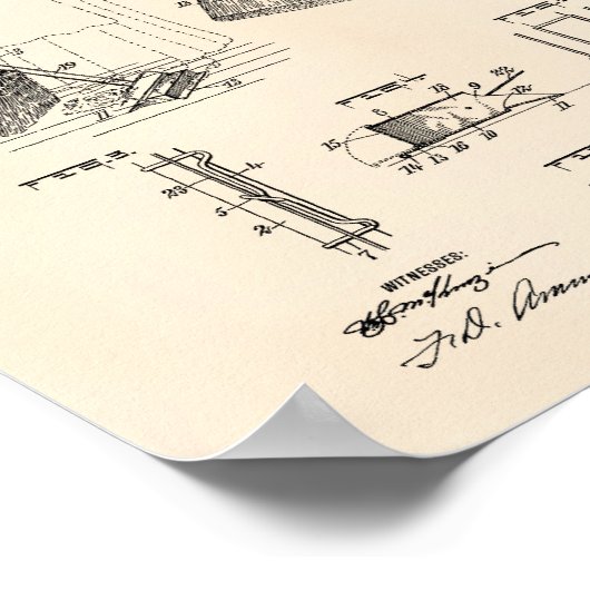 Staubpfanne 1905 Patent Art Old Peper Poster (Ecke)