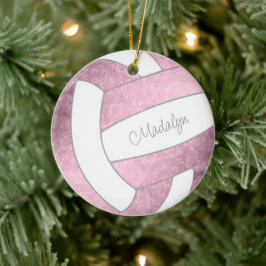 Staubpink-individuelle Name-Kegel-Volleyball Keramik Ornament