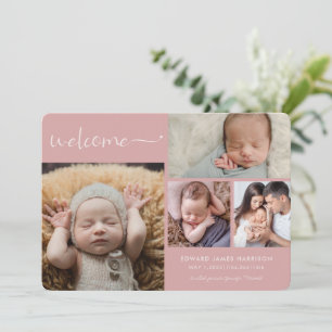 Staubrosa Baby Girl Foto Collage Willkommens Gebur Ankündigung