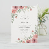 Staubrosa Blätterhochzeit Einladung (Stehend Vorderseite)