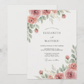 Staubrosa Blätterhochzeit Einladung (Vorne/Hinten)