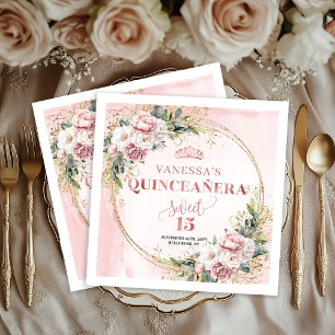 Staubrosa Blumen-Eukalyptus-Geburtstagsservietten Serviette