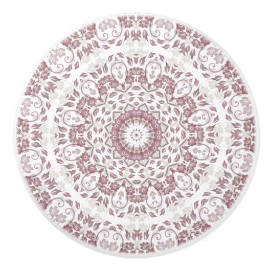 Staubrosa Blumenmandala Keramikknauf (Vorderseite)