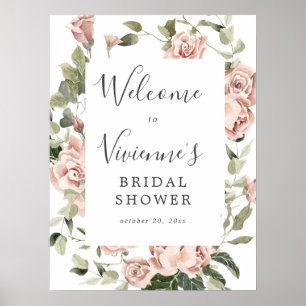 Staubrosa Blumige Hochzeitsdusche Willkommensschil Poster