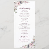 Staubrosa Boho-Blumen-Rustical-Hochzeitsprogramm Menükarte (Rückseite)