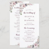 Staubrosa Boho-Blumen-Rustical-Hochzeitsprogramm Menükarte (Vorne/Hinten)