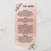 Staubrosa botanisches Hochzeitsmenü , Hochzeitsmen