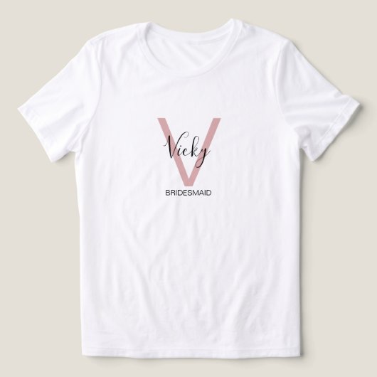 Staubrosa Brautjungfer-Monogramm Tri-Blend Shirt (Design Vorderseite)