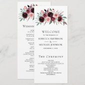 Staubrosa Burgunder Blumen Hochzeitsprogramm (Vorne/Hinten)