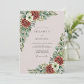 Staubrosa elegante botanische Hochzeit Einladung (Stehend Vorderseite)