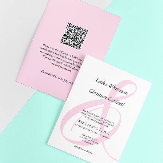 Staubrosa Et-Zeichen QR-Code Hochzeit Einladung