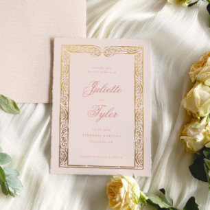 Staubrosa Faux-Folie Hochzeit Save The Date Karte