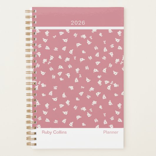 Staubrosa femininer minimalistischer Blumenplaner Planer (Vorderseite)