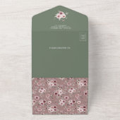 Staubrosa Floral Hellgrün QR-Code Hochzeit All In One Einladung (Außenbereich)