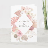 Staubrosa florale Boho-Strand-Laube QR-Code-Hochze Einladung (Vorderseite)