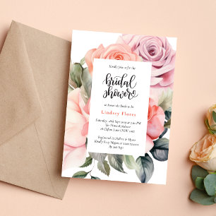 Staubrosa Florale Elegante Minimale Babyparty oder Einladung