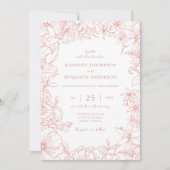 Staubrosa Florale Gartenbogen-Hochzeit RSVP QR Cod Einladung (Vorderseite)