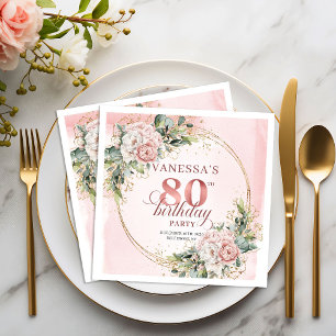 Staubrosa Florale Geburtstagsservietten 80. Geburt Serviette
