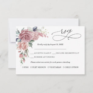 Staubrosa Florale Hochzeit-Antwortkarte RSVP Karte