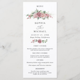 Staubrosa Florale Hochzeit Menükarte