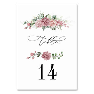 Staubrosa Florale Hochzeit Tischnummer